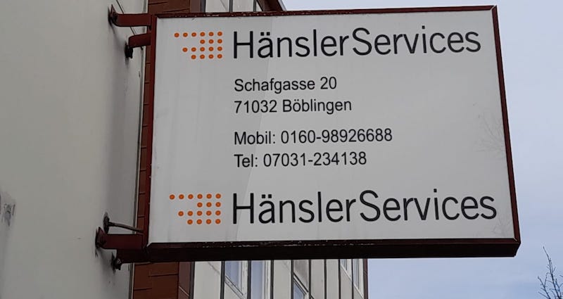 Werbetafel HänslerServices Böblingen